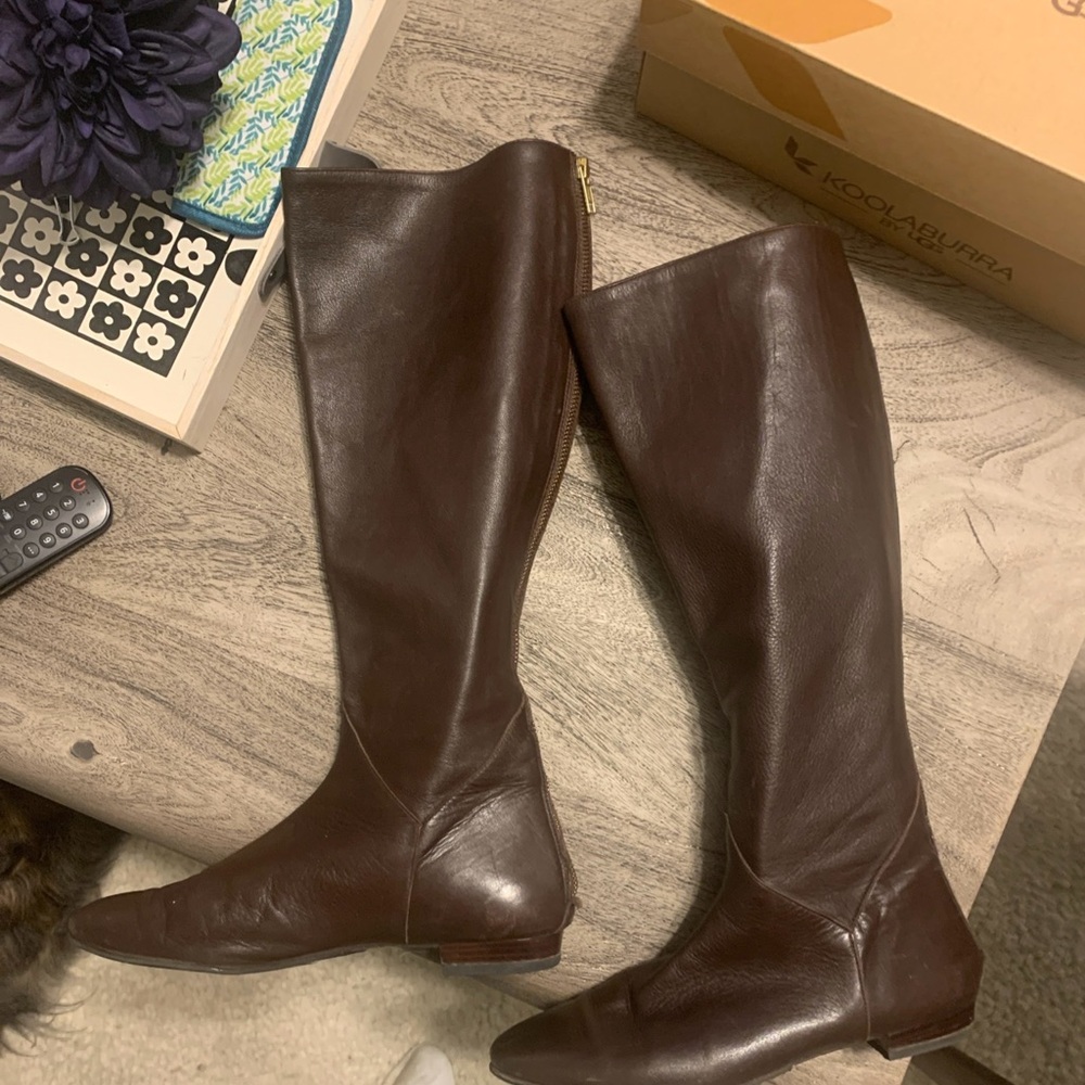Delman Women's Brown Over the Knee Boots
